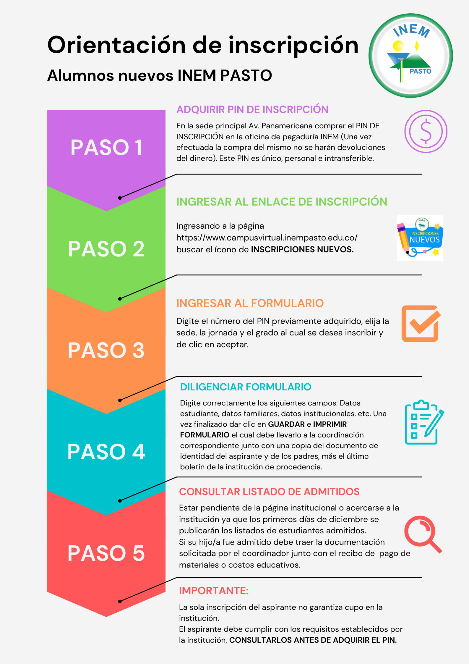 Proceso de inscripcion alumnos nuevos INEM